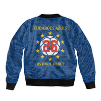 Cabo Verde Tubaroes Azuis Historic Debut 2026 Bomber Jacket Cape Verde Past and Present Flag Motif