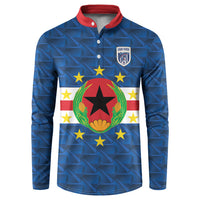 Cabo Verde Tubaroes Azuis Historic Debut 2026 Button Sweatshirt Cape Verde Past and Present Flag Motif