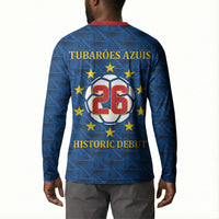 Cabo Verde Tubaroes Azuis Historic Debut 2026 Button Sweatshirt Cape Verde Past and Present Flag Motif