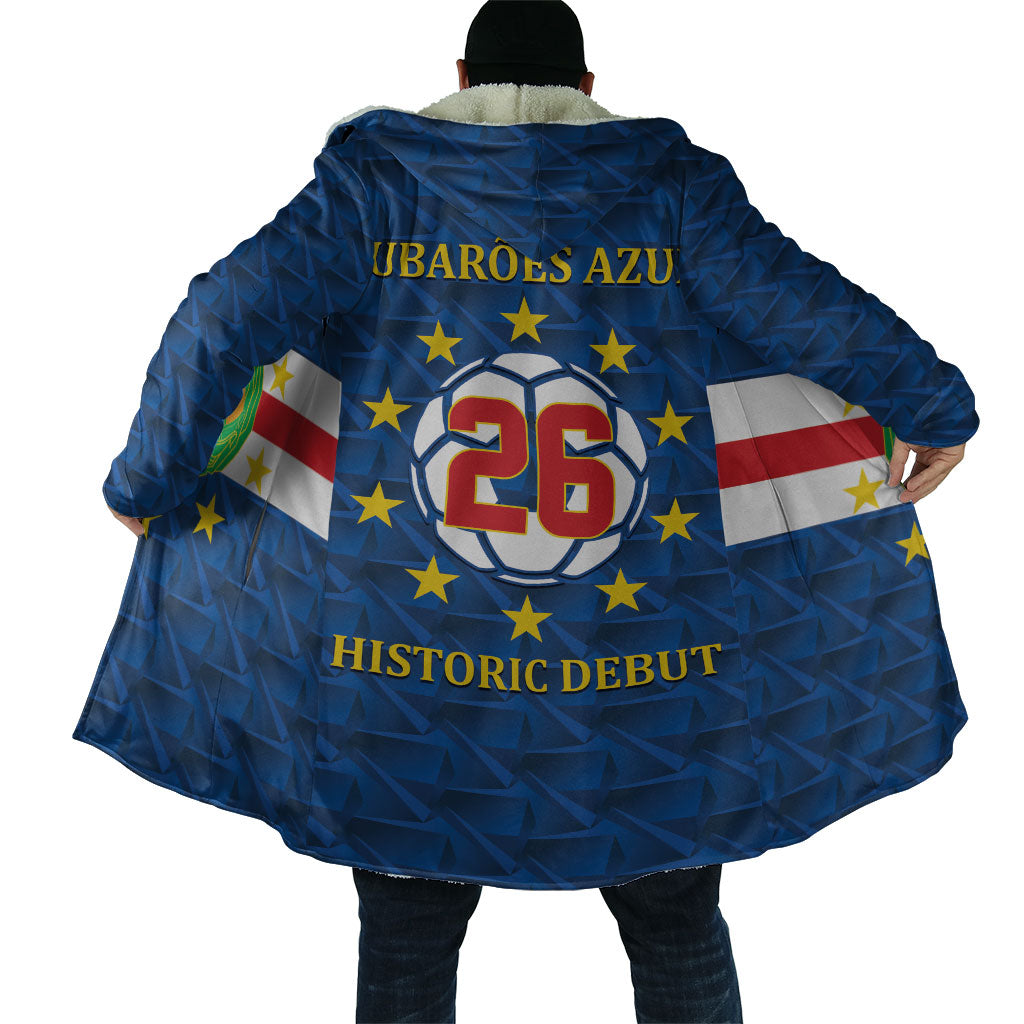 Cabo Verde Tubaroes Azuis Historic Debut 2026 Cloak Cape Verde Past and Present Flag Motif