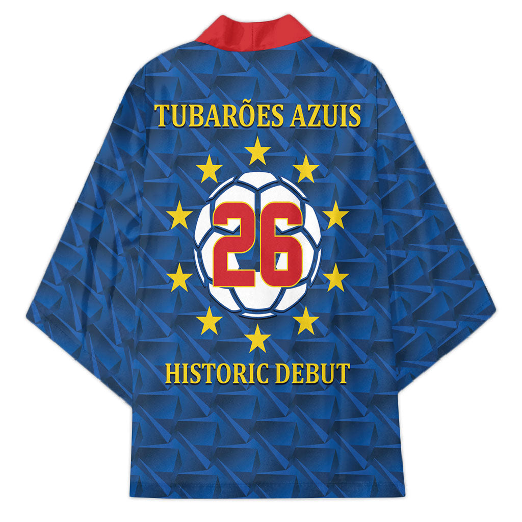 Cabo Verde Tubaroes Azuis Historic Debut 2026 Kimono Cape Verde Past and Present Flag Motif