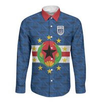 Cabo Verde Tubaroes Azuis Historic Debut 2026 Long Sleeve Button Shirt Cape Verde Past and Present Flag Motif