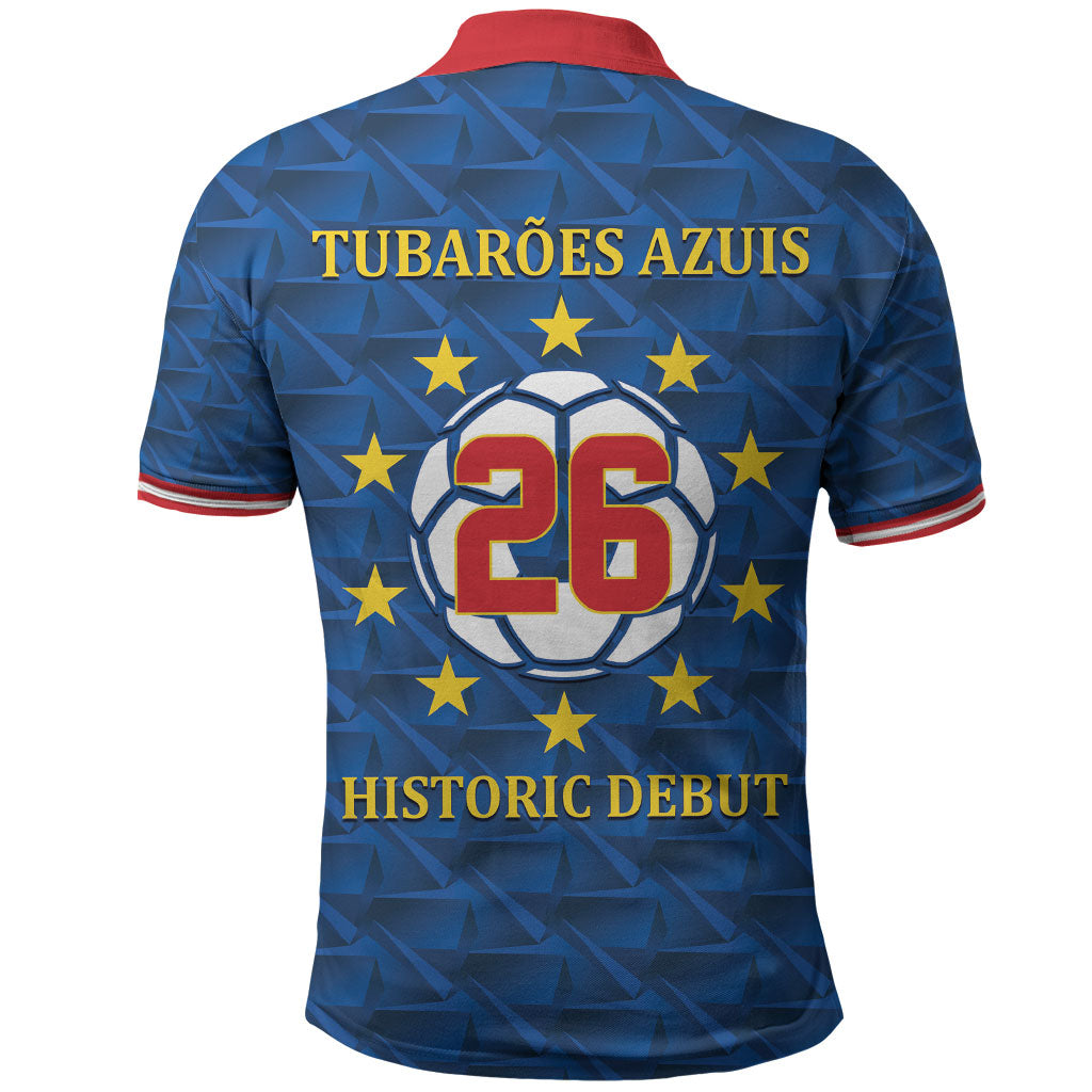 Cabo Verde Tubaroes Azuis Historic Debut 2026 Polo Shirt Cape Verde Past and Present Flag Motif