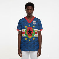 Cabo Verde Tubaroes Azuis Historic Debut 2026 Scrub Top Cape Verde Past and Present Flag Motif