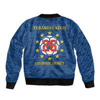 Cabo Verde Tubaroes Azuis Historic Debut 2026 Sleeve Zip Bomber Jacket Cape Verde Past and Present Flag Motif
