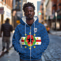 Cabo Verde Tubaroes Azuis Historic Debut 2026 Zip Hoodie Cape Verde Past and Present Flag Motif