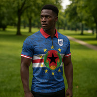 Cabo Verde Tubaroes Azuis Historic Debut 2026 Zipper Polo Shirt Cape Verde Past and Present Flag Motif
