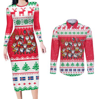 Iceland Christmas Couples Matching Long Sleeve Bodycon Dress and Long Sleeve Button Shirt Icelandic Yule Lads LT19