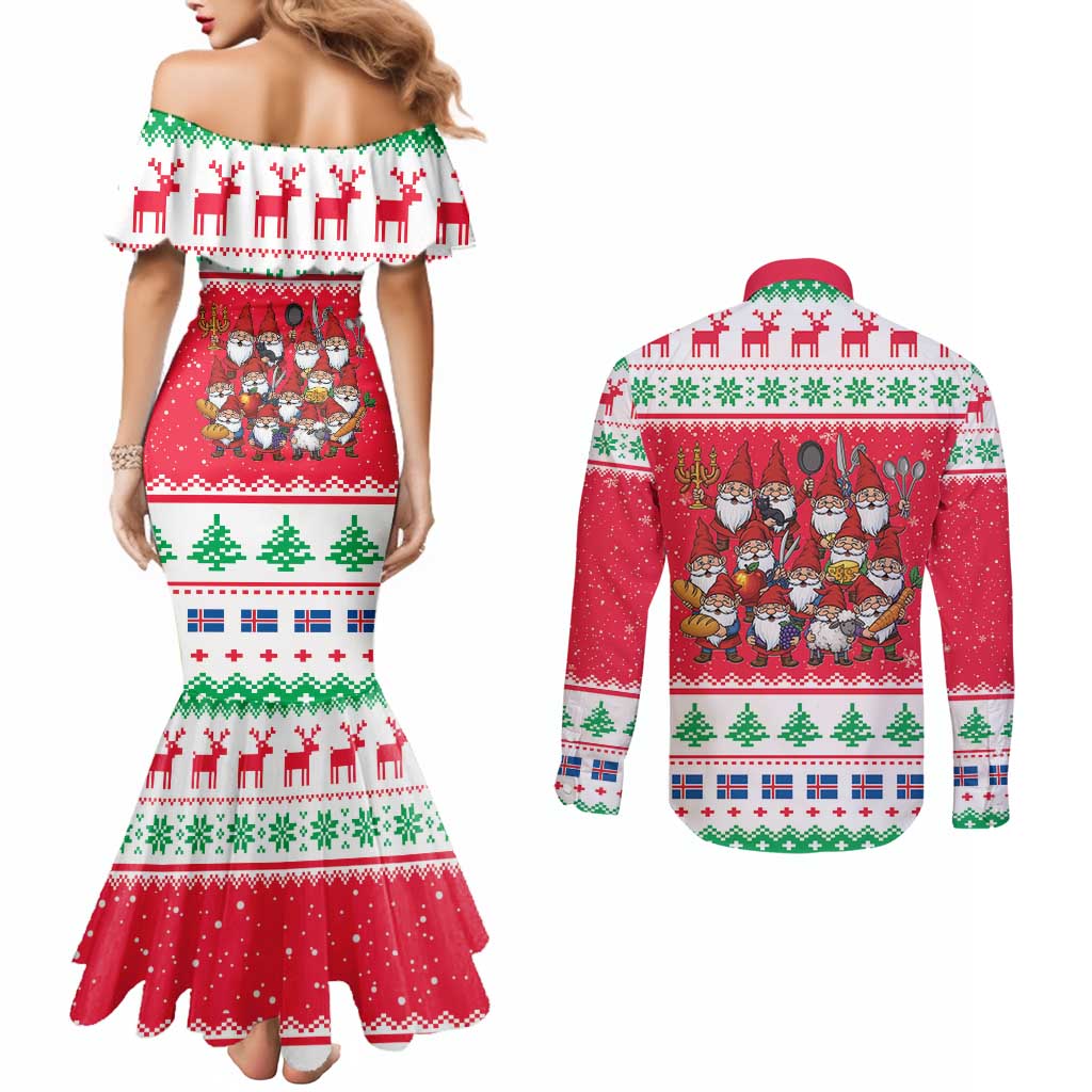 Iceland Christmas Couples Matching Mermaid Dress and Long Sleeve Button Shirt Icelandic Yule Lads LT19