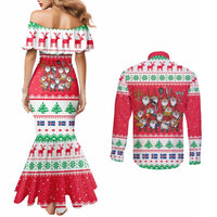 Iceland Christmas Couples Matching Mermaid Dress and Long Sleeve Button Shirt Icelandic Yule Lads LT19