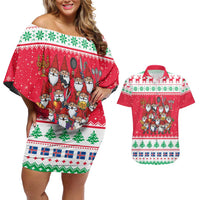 Iceland Christmas Couples Matching Off Shoulder Short Dress and Hawaiian Shirt Icelandic Yule Lads LT19