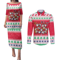Iceland Christmas Couples Matching Puletasi and Long Sleeve Button Shirt Icelandic Yule Lads LT19