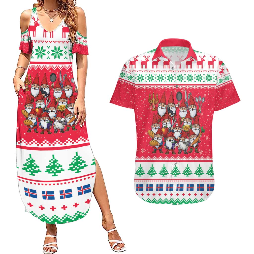 Iceland Christmas Couples Matching Summer Maxi Dress and Hawaiian Shirt Icelandic Yule Lads LT19