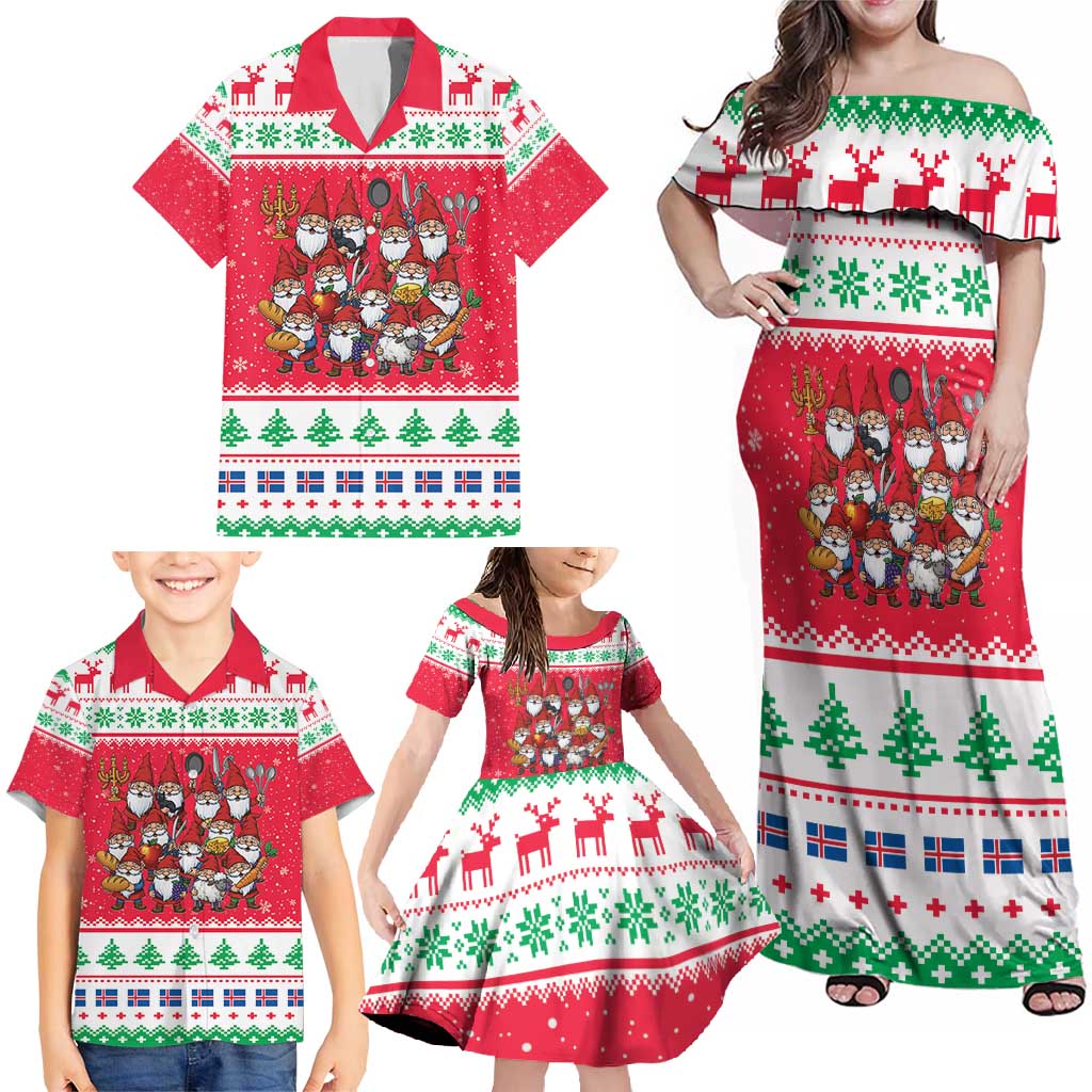 Iceland Christmas Family Matching Off Shoulder Maxi Dress and Hawaiian Shirt Icelandic Yule Lads LT19