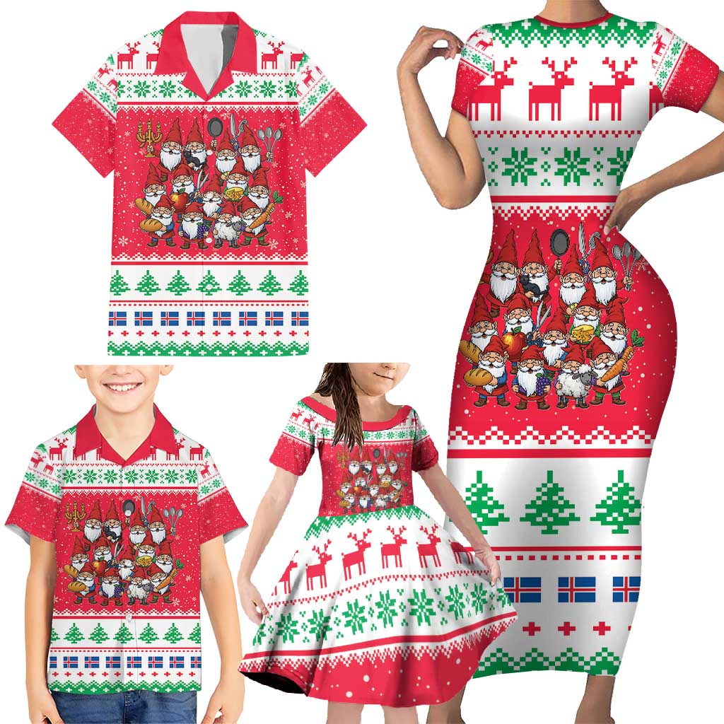 Iceland Christmas Family Matching Short Sleeve Bodycon Dress and Hawaiian Shirt Icelandic Yule Lads LT19