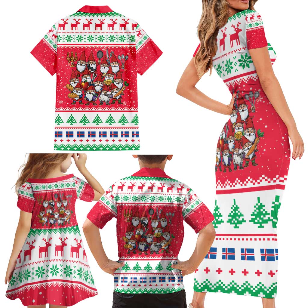 Iceland Christmas Family Matching Short Sleeve Bodycon Dress and Hawaiian Shirt Icelandic Yule Lads LT19