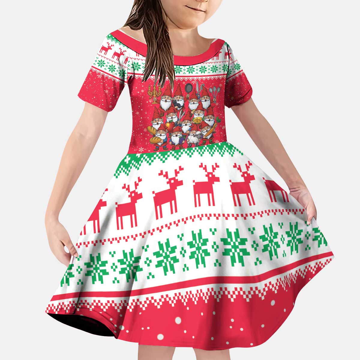 Iceland Christmas Kid Short Sleeve Dress Icelandic Yule Lads LT19
