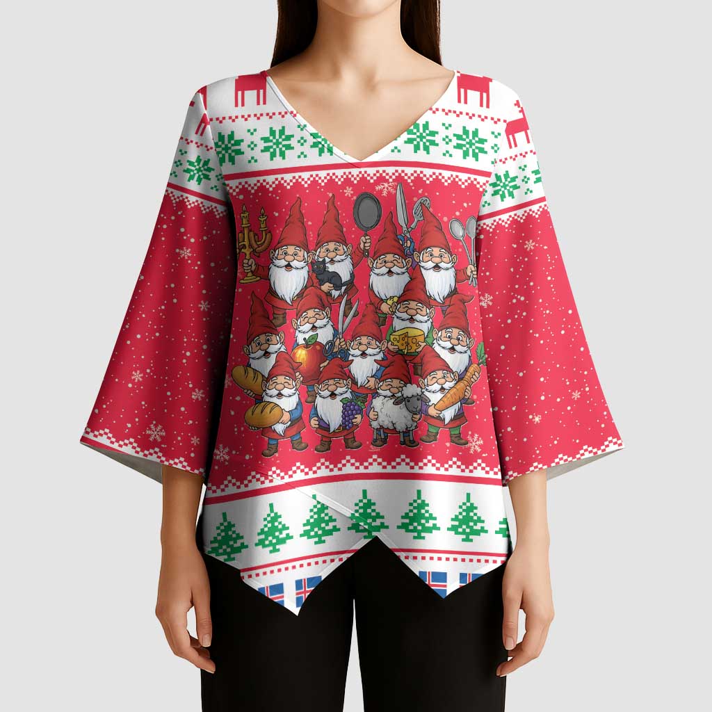 Iceland Christmas Kimono Sleeve Blouse Icelandic Yule Lads LT19