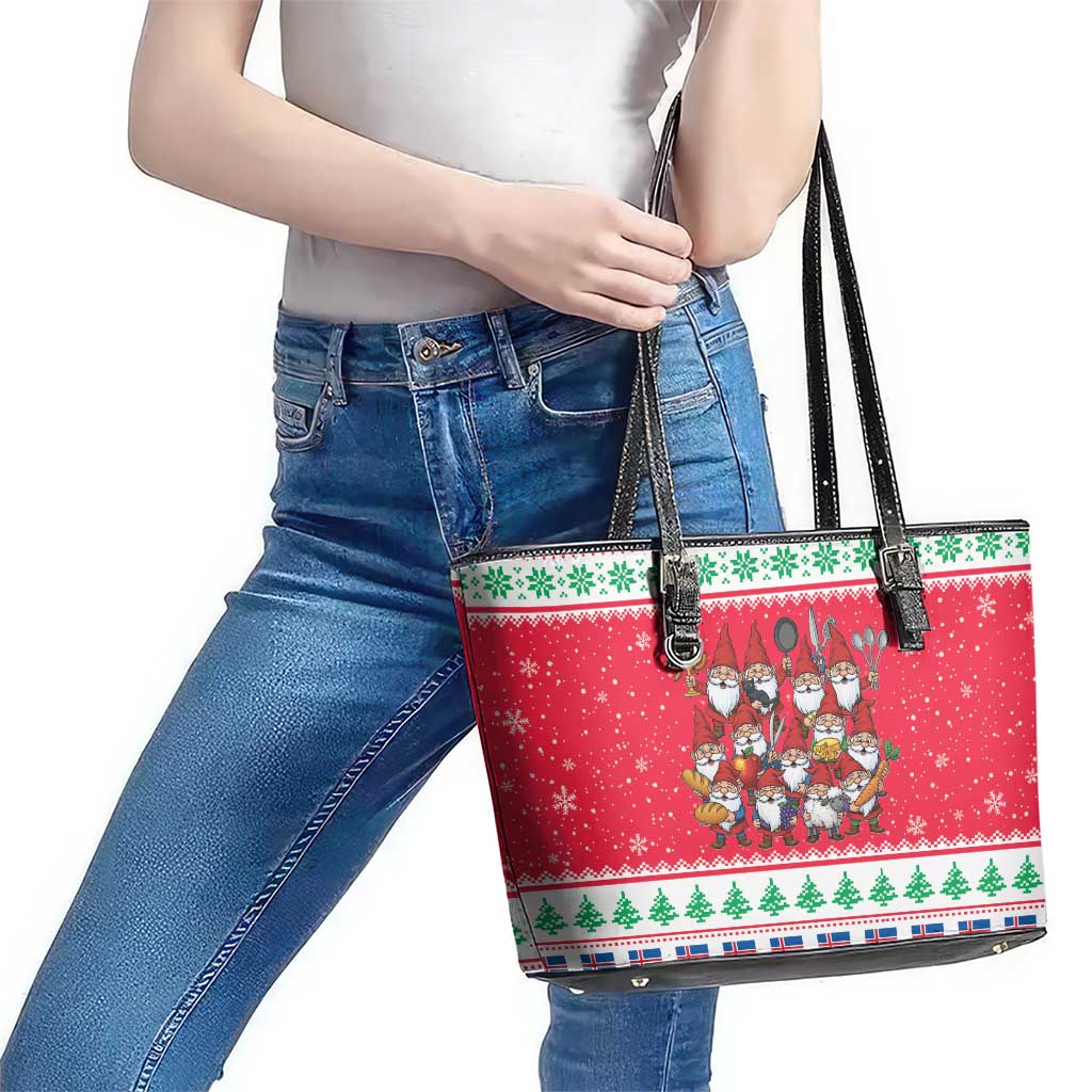 Iceland Christmas Leather Tote Bag Icelandic Yule Lads - Wonder Print Shop