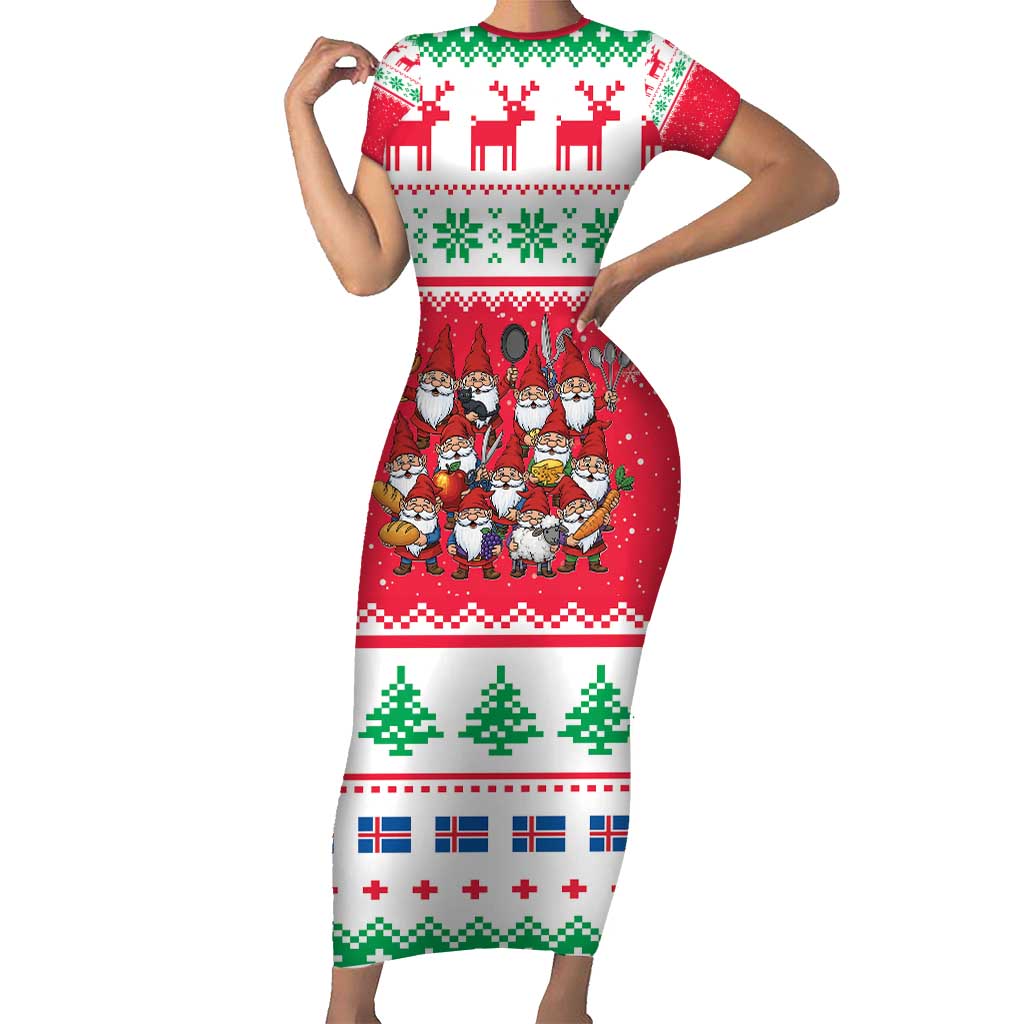 Iceland Christmas Short Sleeve Bodycon Dress Icelandic Yule Lads LT19