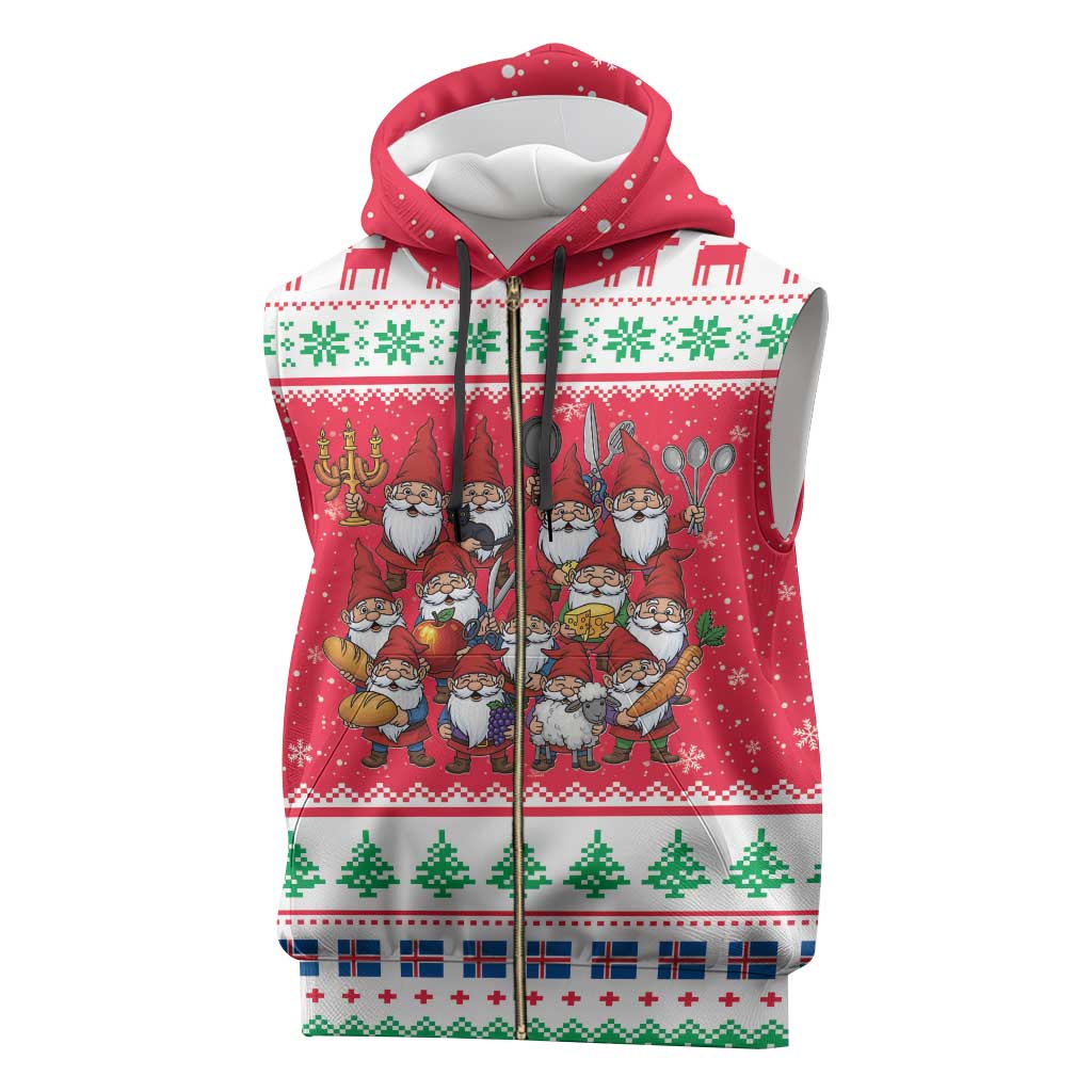 Iceland Christmas Sleeveless Zip Hoodie Icelandic Yule Lads LT19