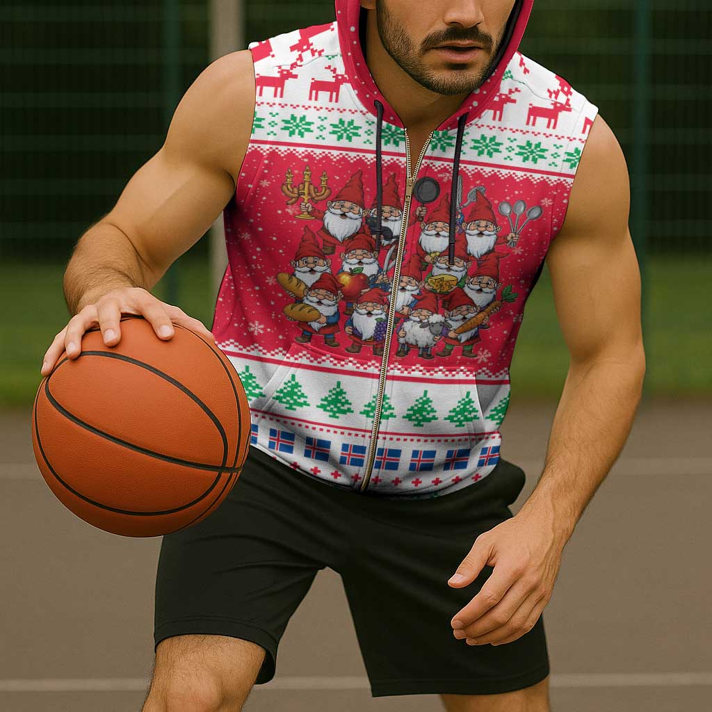 Iceland Christmas Sleeveless Zip Hoodie Icelandic Yule Lads LT19