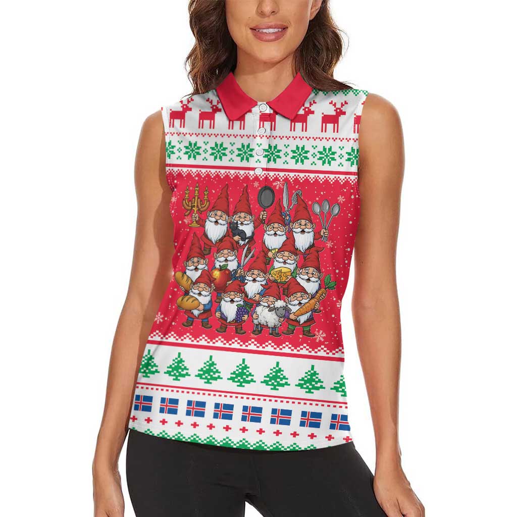 Iceland Christmas Women Sleeveless Polo Shirt Icelandic Yule Lads LT19