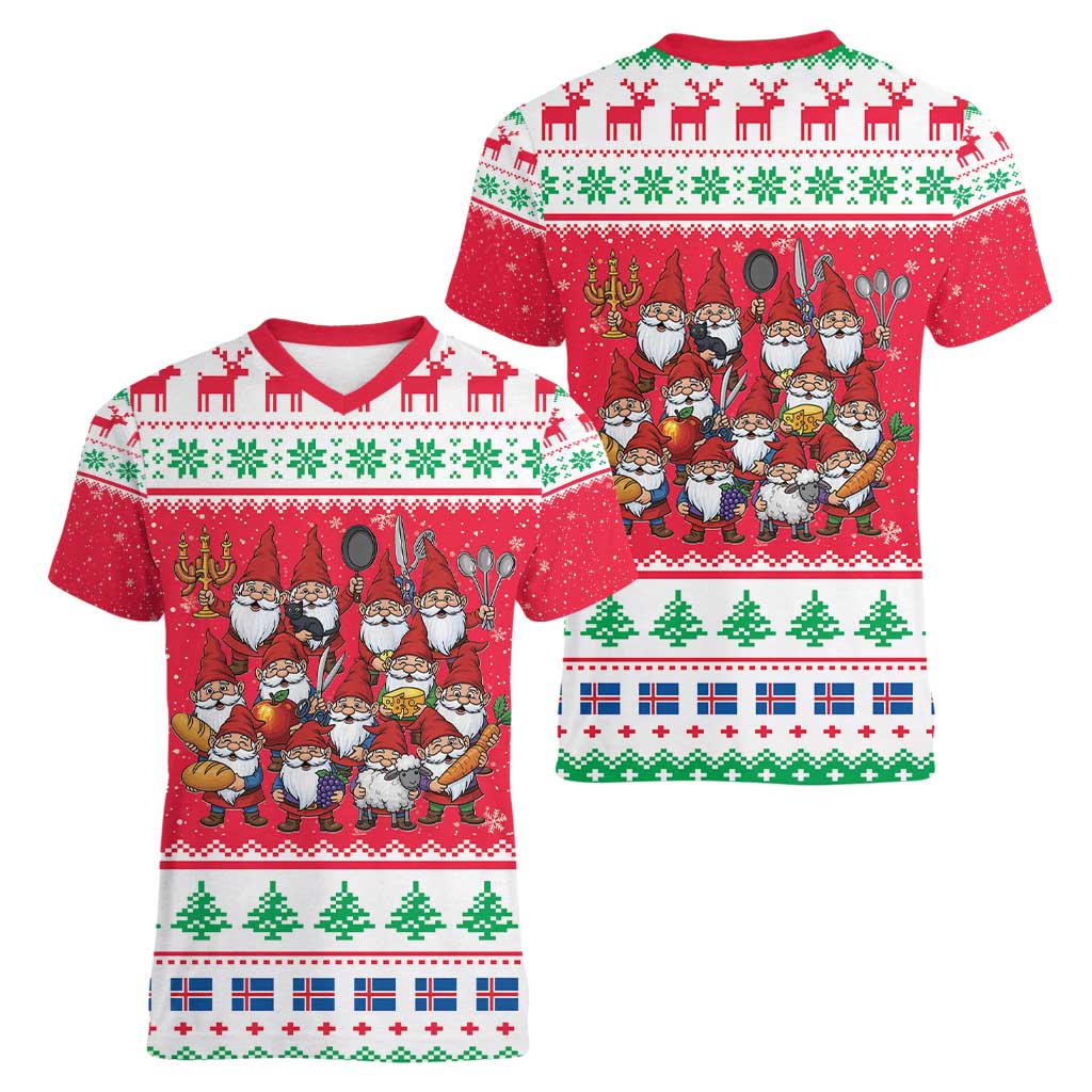 Iceland Christmas Women V-Neck T-Shirt Icelandic Yule Lads LT19