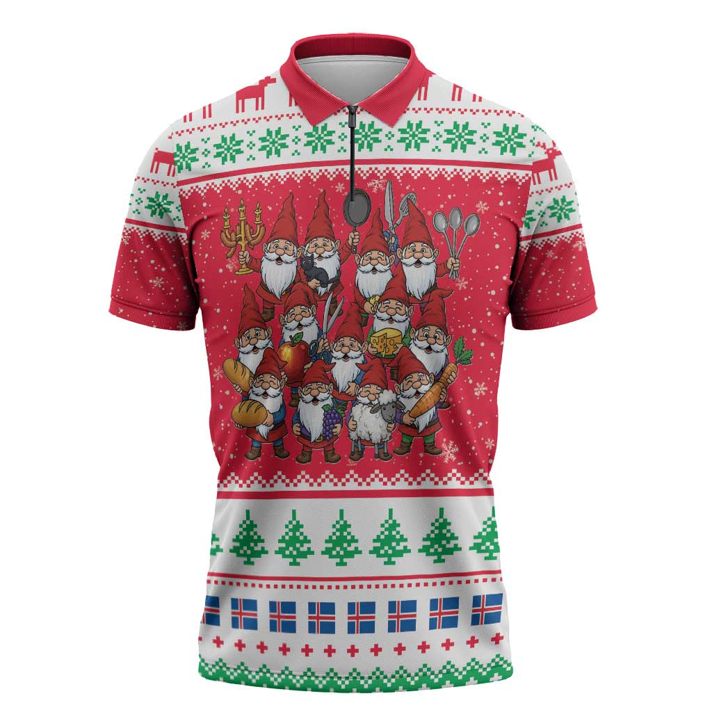 Iceland Christmas Zipper Polo Shirt Icelandic Yule Lads LT19