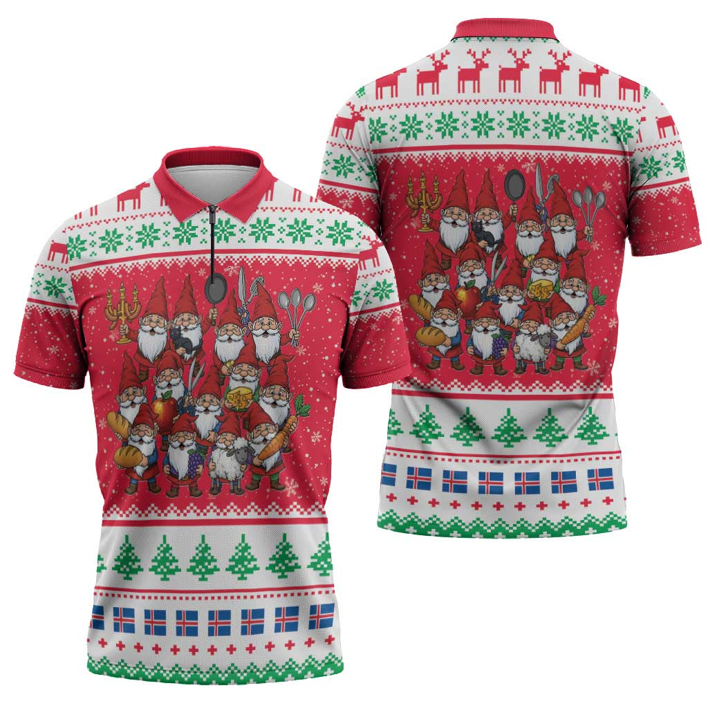 Iceland Christmas Zipper Polo Shirt Icelandic Yule Lads LT19