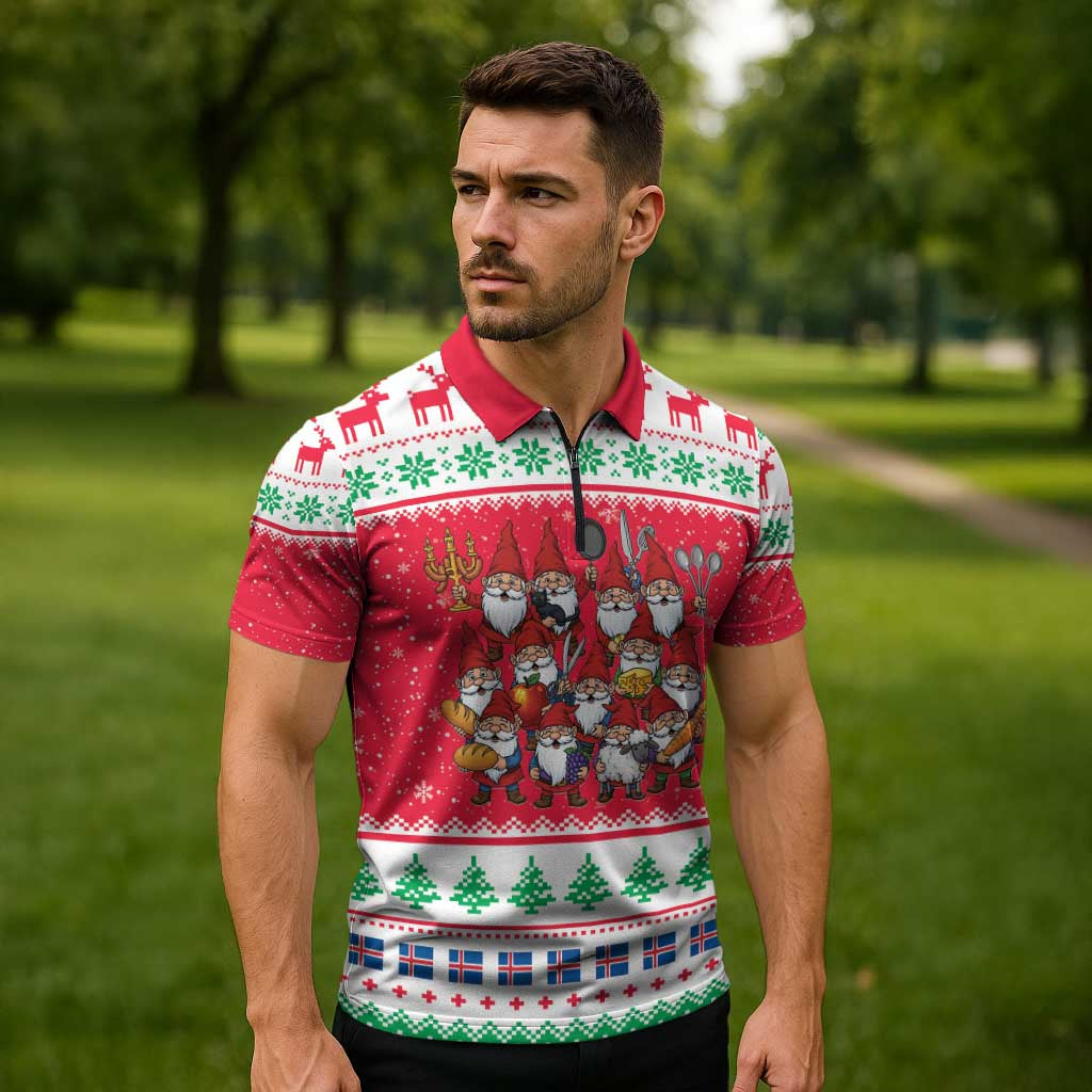 Iceland Christmas Zipper Polo Shirt Icelandic Yule Lads LT19