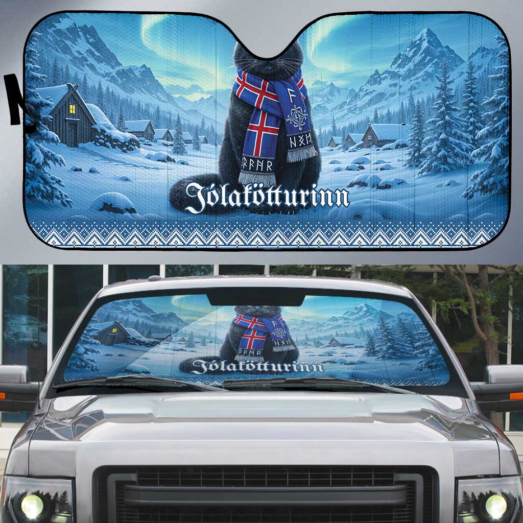 Iceland Christmas Auto Sun Shade Icelandic Yule Cat - Wonder Print Shop
