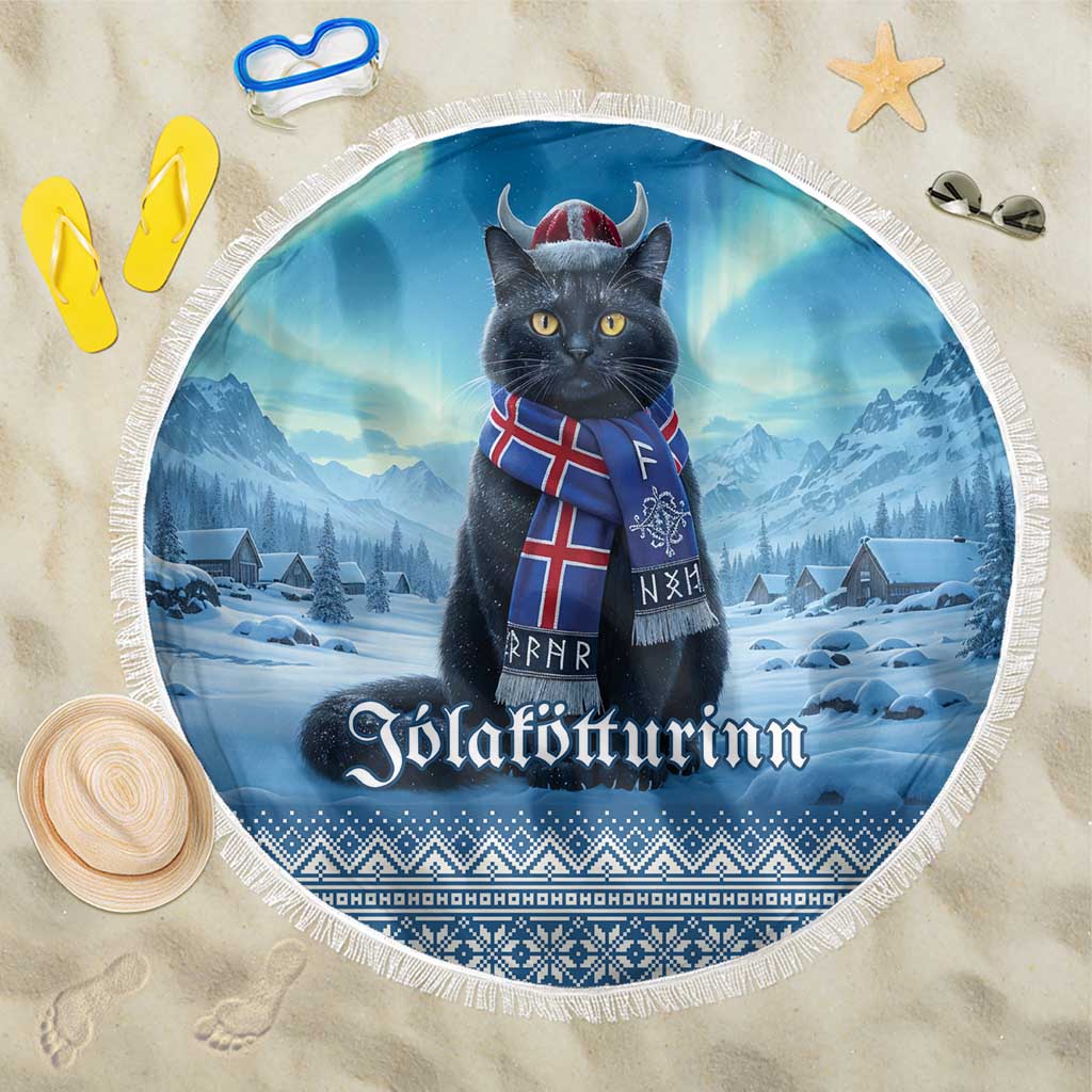 Iceland Christmas Beach Blanket Icelandic Yule Cat - Wonder Print Shop