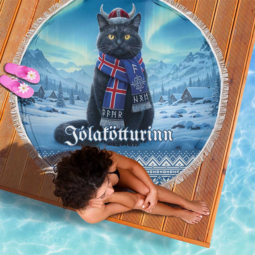 Iceland Christmas Beach Blanket Icelandic Yule Cat - Wonder Print Shop