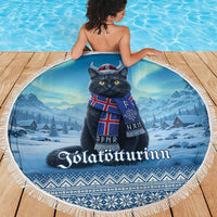Iceland Christmas Beach Blanket Icelandic Yule Cat - Wonder Print Shop