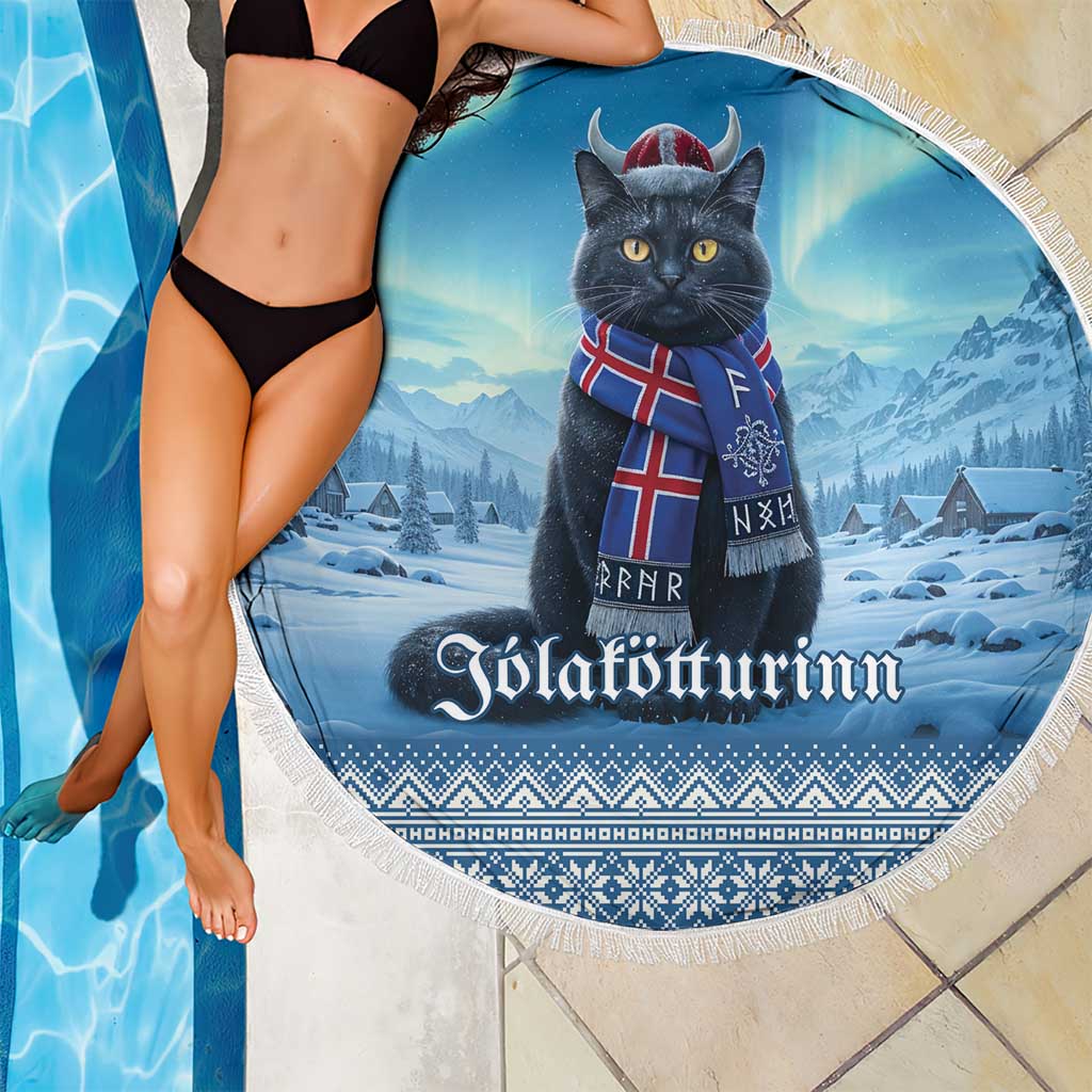 Iceland Christmas Beach Blanket Icelandic Yule Cat - Wonder Print Shop