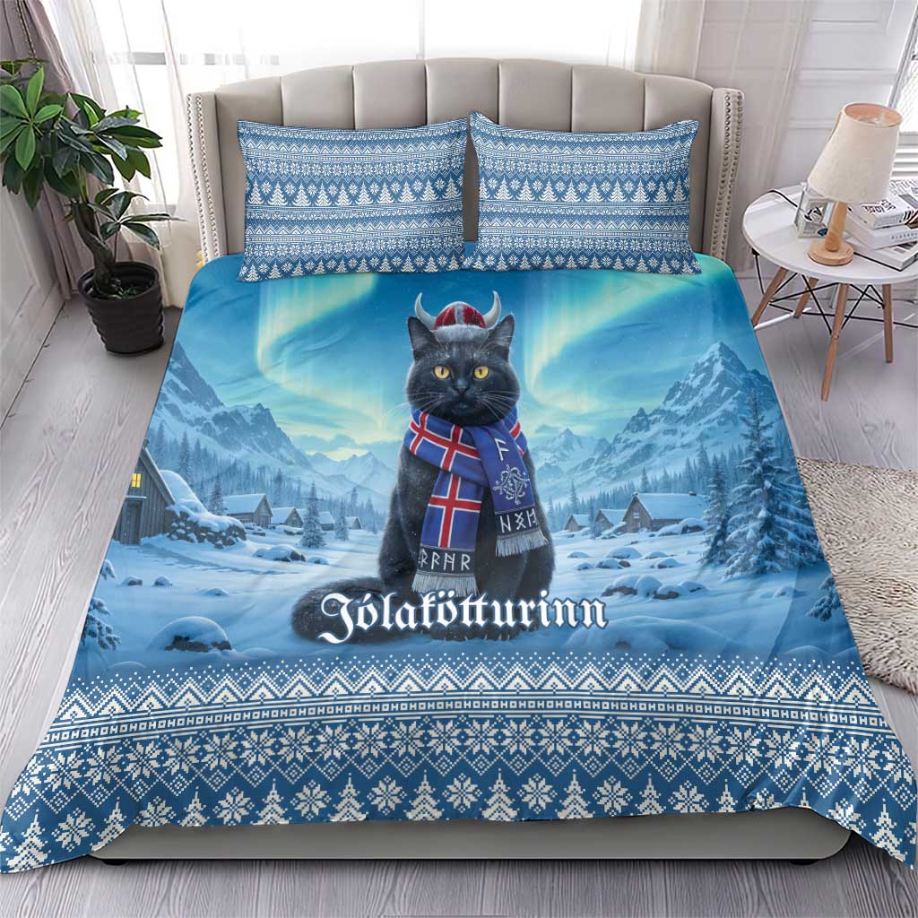 Iceland Christmas Bedding Set Icelandic Yule Cat - Wonder Print Shop