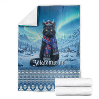 Iceland Christmas Blanket Icelandic Yule Cat - Wonder Print Shop