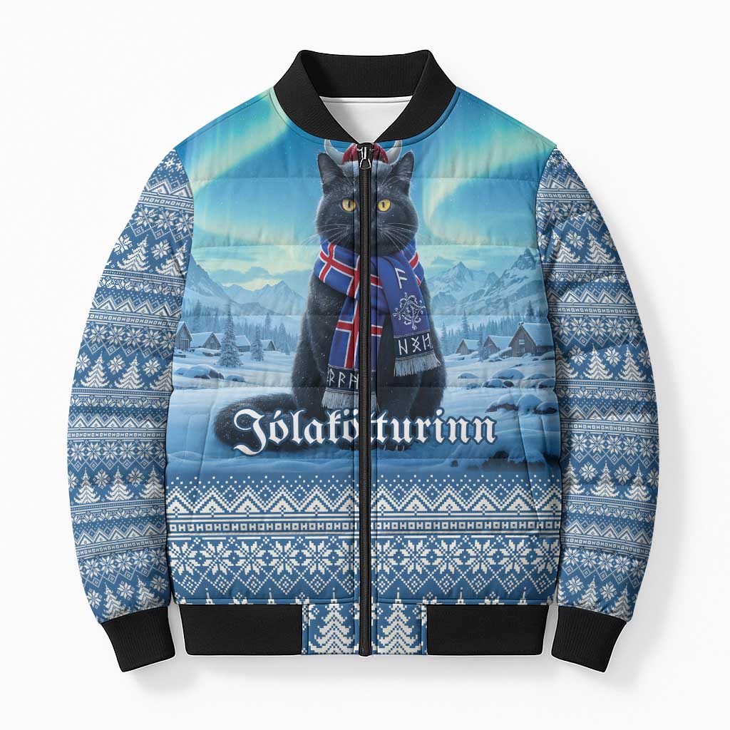 Iceland Christmas Bomber Puffer Jacket Icelandic Yule Cat LT19