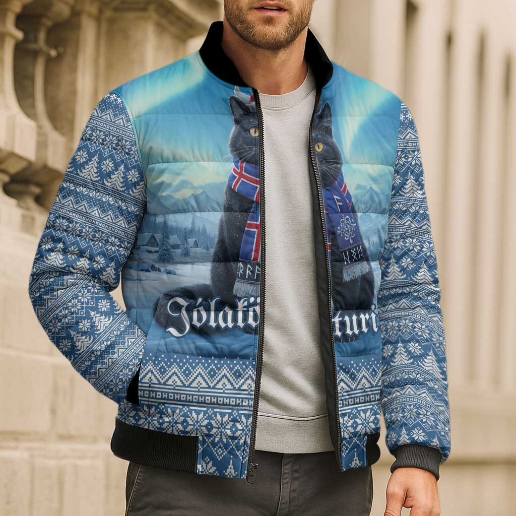 Iceland Christmas Bomber Puffer Jacket Icelandic Yule Cat LT19