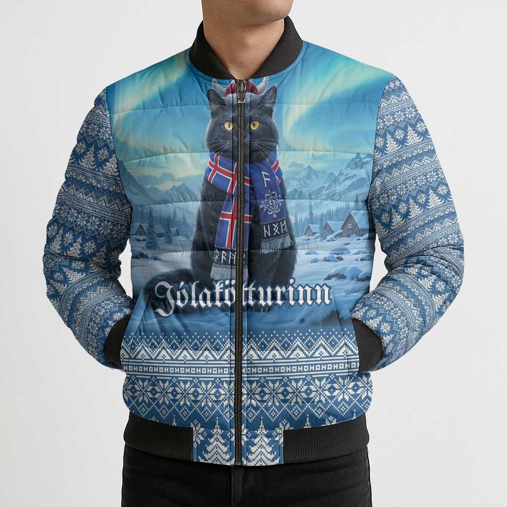Iceland Christmas Bomber Puffer Jacket Icelandic Yule Cat LT19