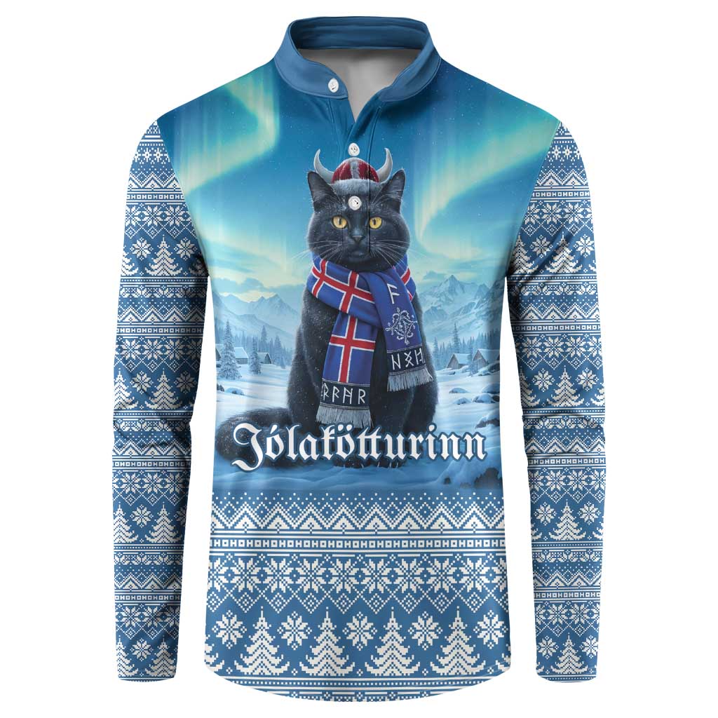 Iceland Christmas Button Sweatshirt Icelandic Yule Cat LT19