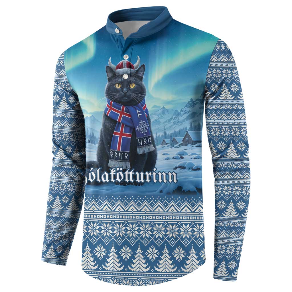 Iceland Christmas Button Sweatshirt Icelandic Yule Cat LT19