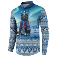 Iceland Christmas Button Sweatshirt Icelandic Yule Cat LT19