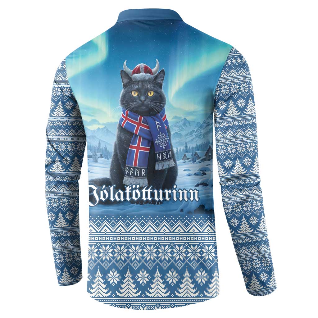 Iceland Christmas Button Sweatshirt Icelandic Yule Cat LT19