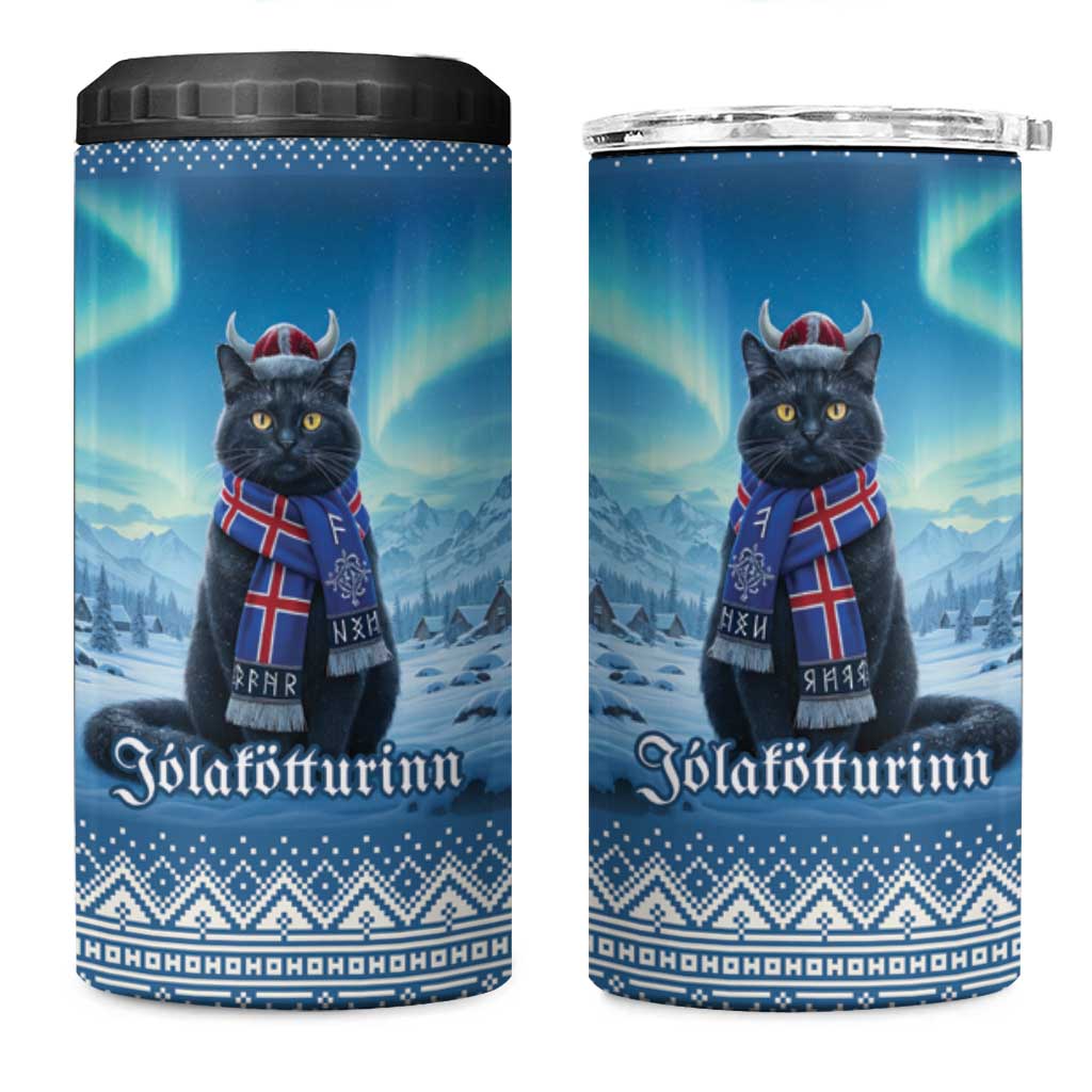 Iceland Christmas 4 in 1 Can Cooler Tumbler Icelandic Yule Cat - Wonder Print Shop