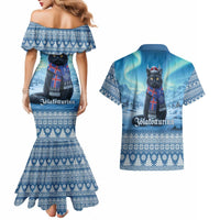 Iceland Christmas Couples Matching Mermaid Dress and Hawaiian Shirt Icelandic Yule Cat LT19