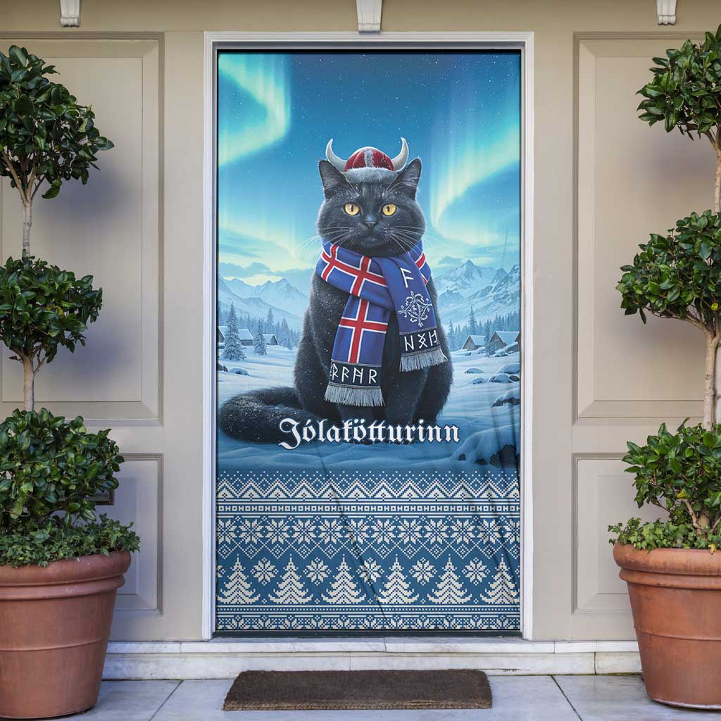 Iceland Christmas Door Cover Icelandic Yule Cat - Wonder Print Shop