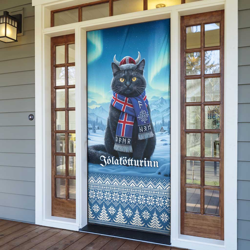 Iceland Christmas Door Cover Icelandic Yule Cat - Wonder Print Shop