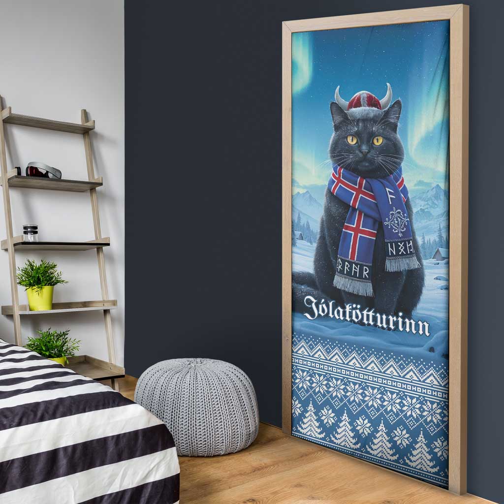 Iceland Christmas Door Cover Icelandic Yule Cat - Wonder Print Shop